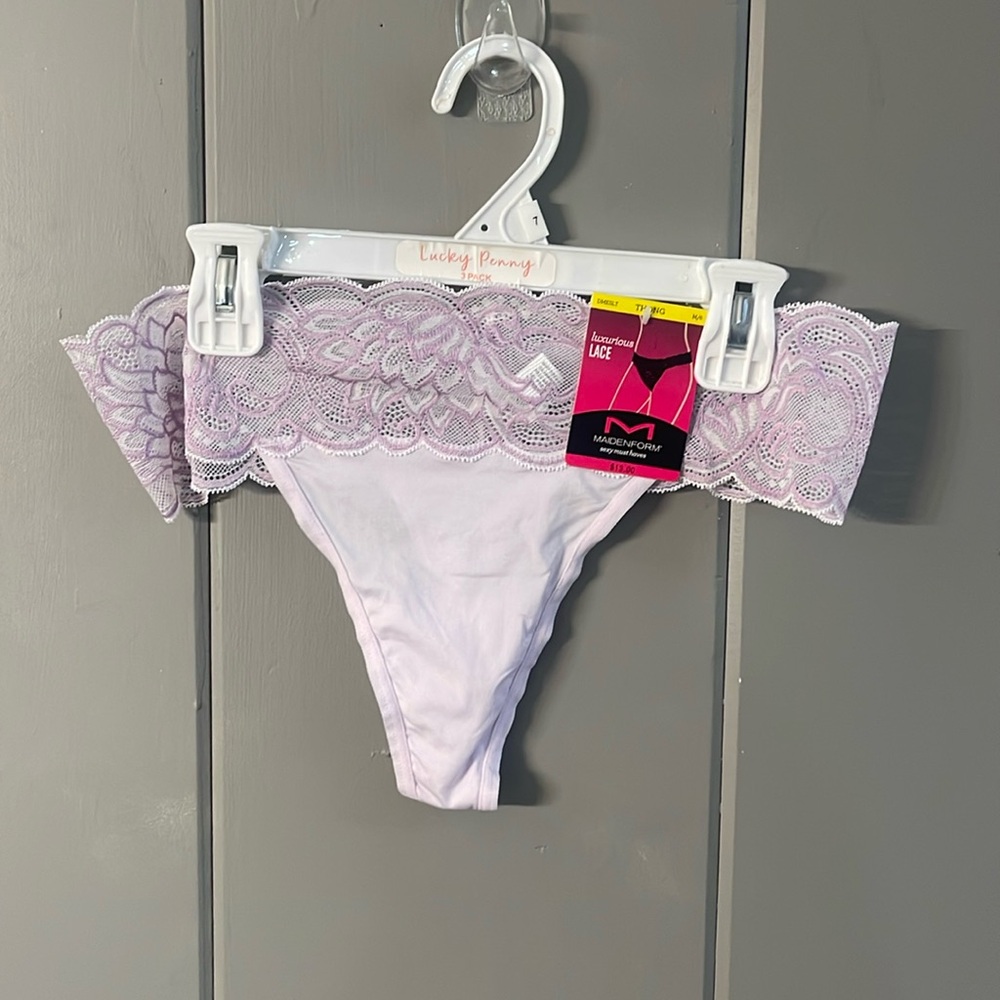 NWT Maidenform Thong Panties Sissy Panty Purple Lavender